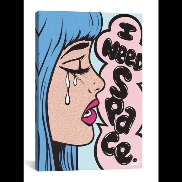 ICanvas! Blue Bangs I Need Space Comic Girl by Allyson Gutchell 18”x28” - Picture 1 of 4